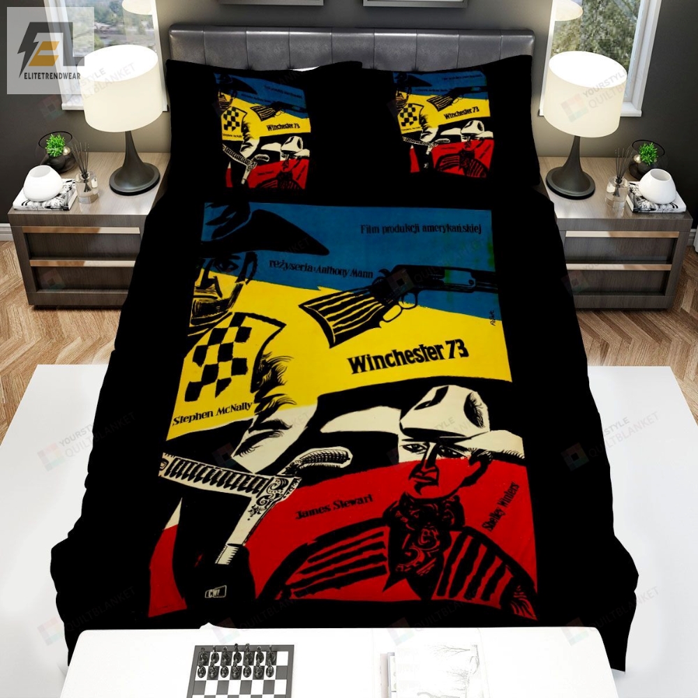 Winchester Â73 1950 Blue Yellow Black And Red Movie Poster Bed Sheets Spread Comforter Duvet Cover Bedding Sets 