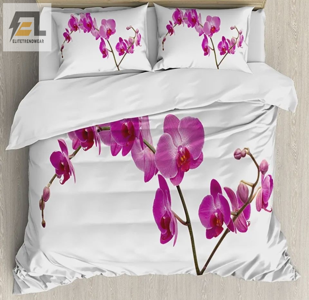Wild Orchids Petal Florets Branch Romantic Flowers Bed Sheets Duvet Cover Bedding Sets 