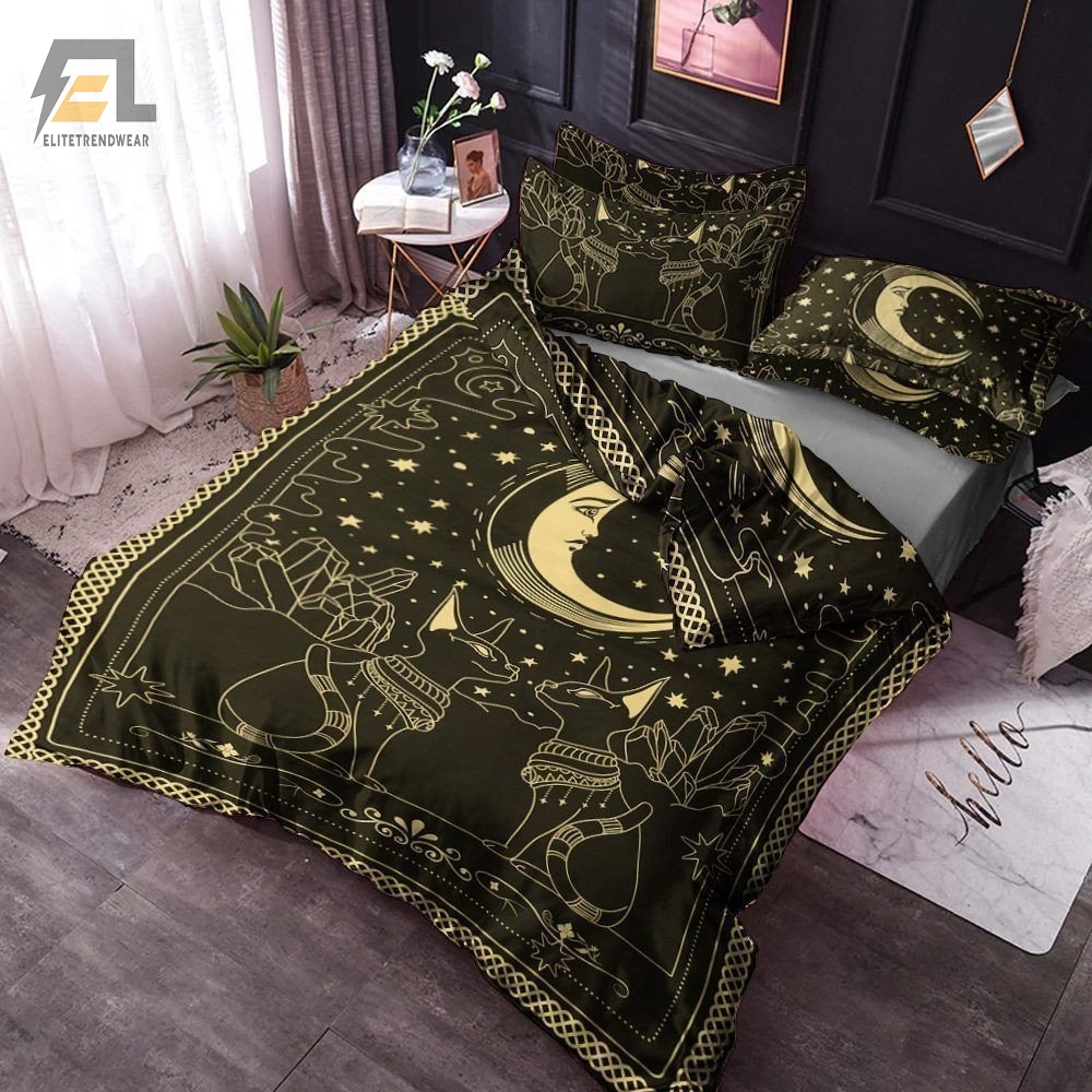 Wiccan Cats And Moon Bed Sheets Duvet Cover Bedding Sets 