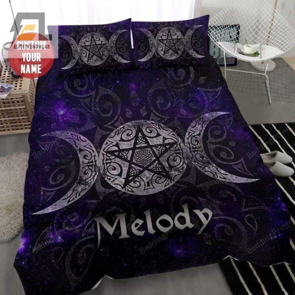 Wicca Sun And Moon Purple Personalized Custom Name Duvet Cover Bedding Set 
