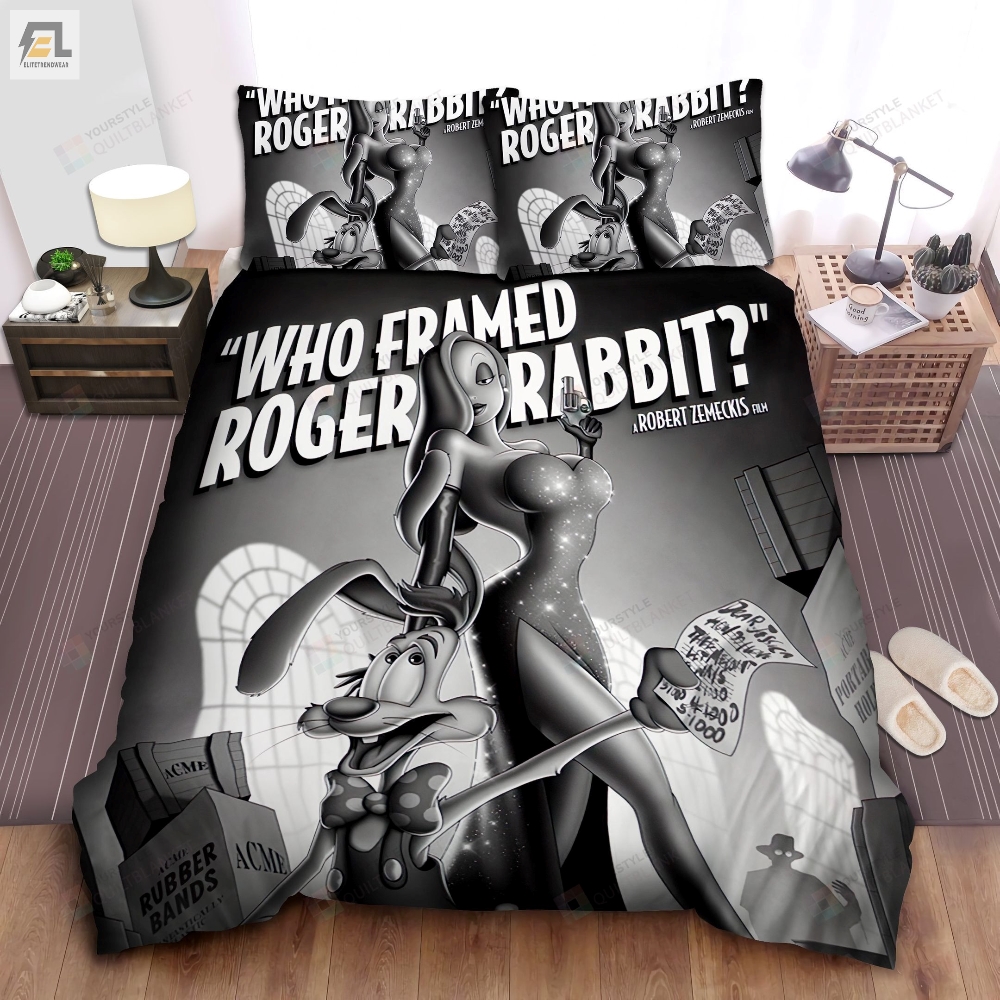 Who Framed Roger Rabbit Black  White Film Poster Bed Sheets Spread Comforter Duvet Cover Bedding Sets 