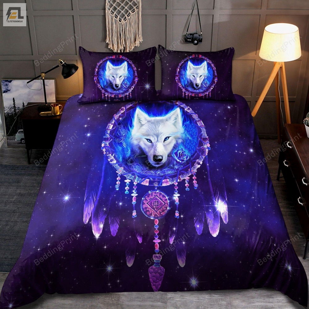 White Wolf And Dreamcatcher Bed Sheets Duvet Cover Bedding Sets 