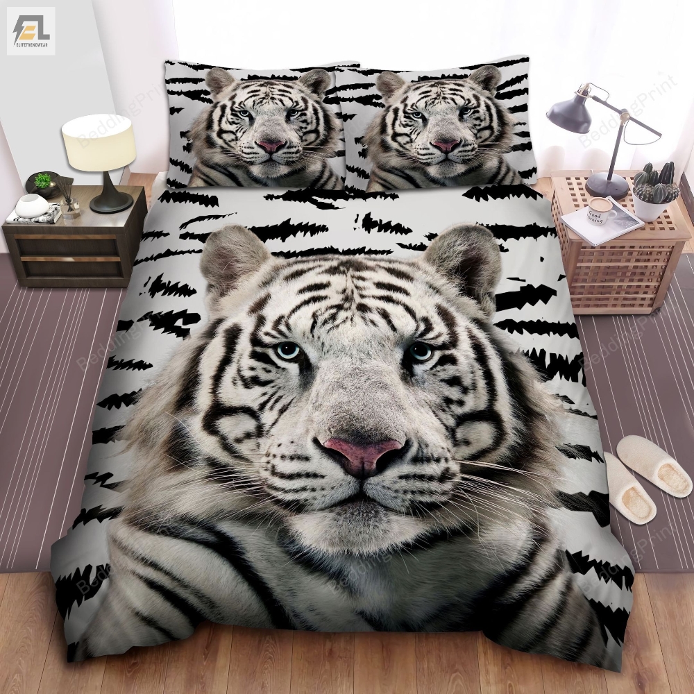 White Tiger Skin Pattern Bed Sheets Duvet Cover Bedding Sets 