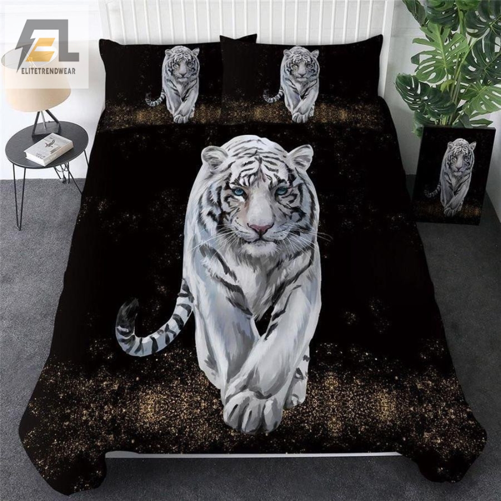 White Tiger In The Dark Bedding Set Bed Sheets Spread Duvet Cover Bedding Sets 