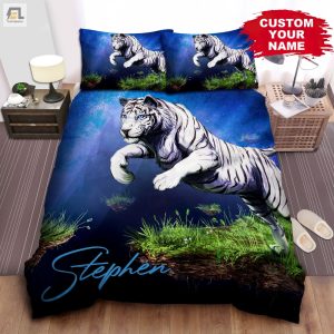 White Tiger Jumping Bed Sheets Duvet Cover Bedding Sets elitetrendwear 1 1