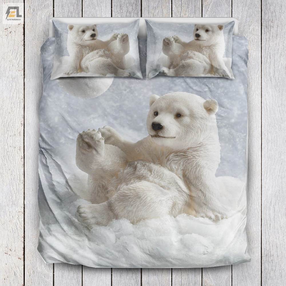 White Polar Bear Bed Sheets Duvet Cover Bedding Sets 