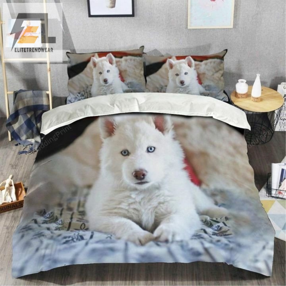 White Husky Bedding Set Bed Sheets Duvet Cover Bedding Sets 