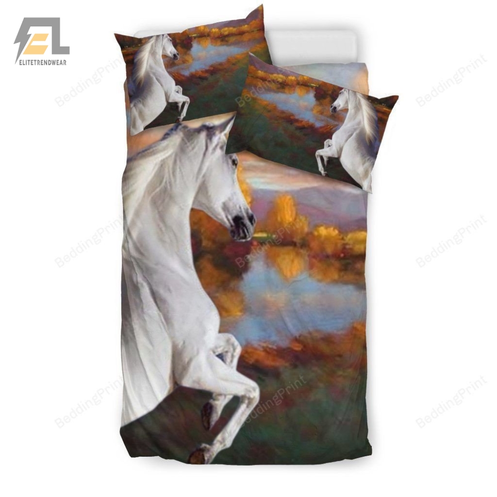 White Horse Bed Sheets Duvet Cover Bedding Sets 