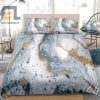 White Gold Grey Marble Abstract Art Bed Sheets Duvet Cover Bedding Sets elitetrendwear 1