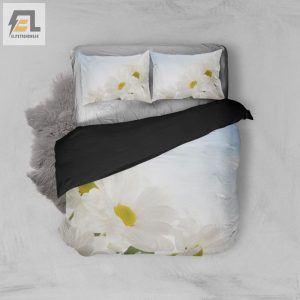 White Daisy Print Bed Sheets Duvet Cover Bedding Sets elitetrendwear 1 1