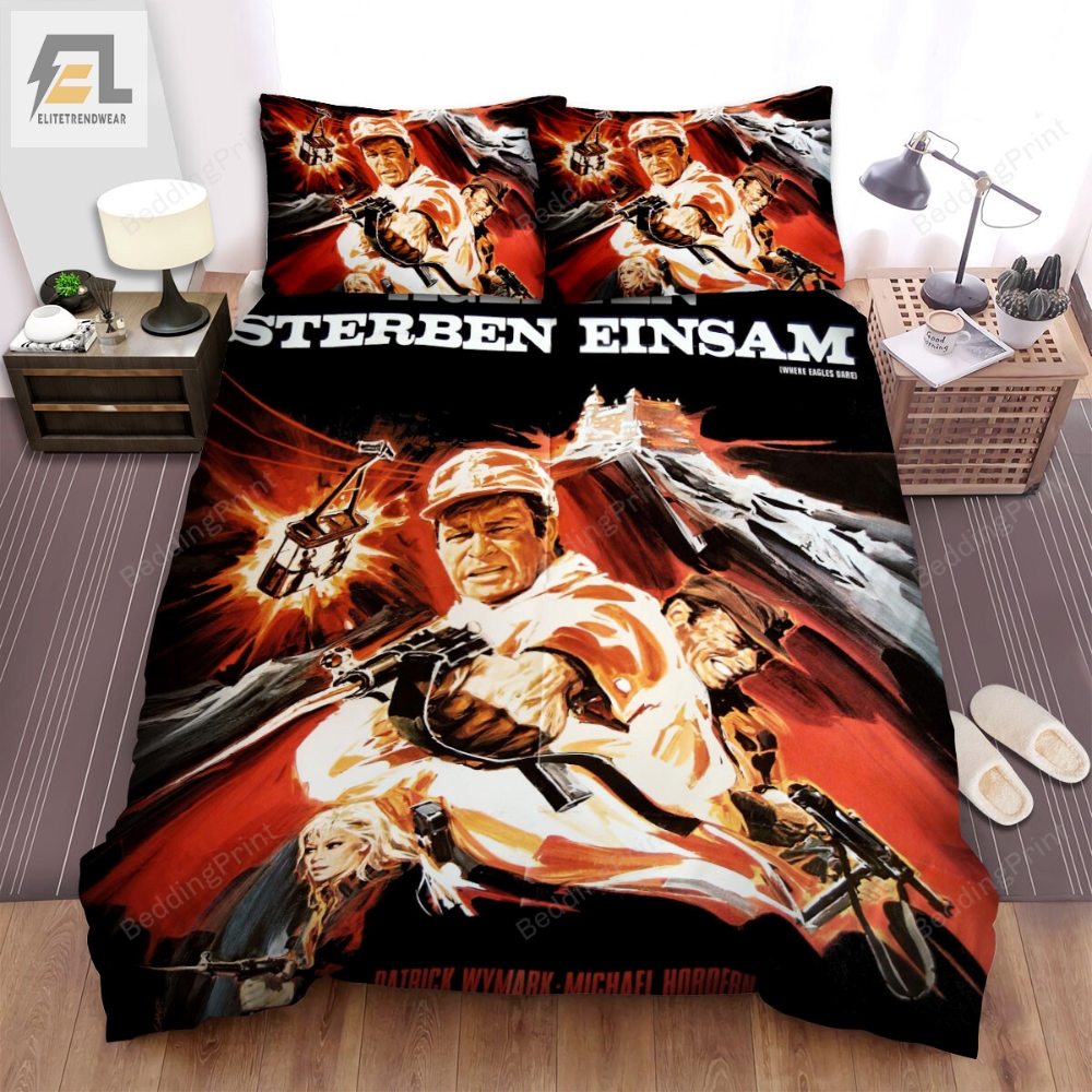 Where Eagles Dare Movie Poster 3 Bed Sheets Duvet Cover Bedding Sets 