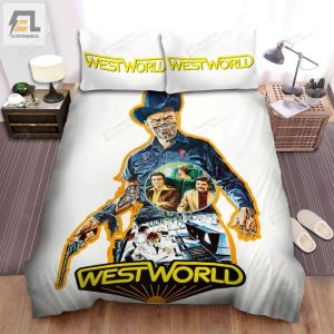 Westworld The Men With Gun And Scene Movie In The Center Movie Poster Bed Sheets Spread Comforter Duvet Cover Bedding Sets elitetrendwear 1 1