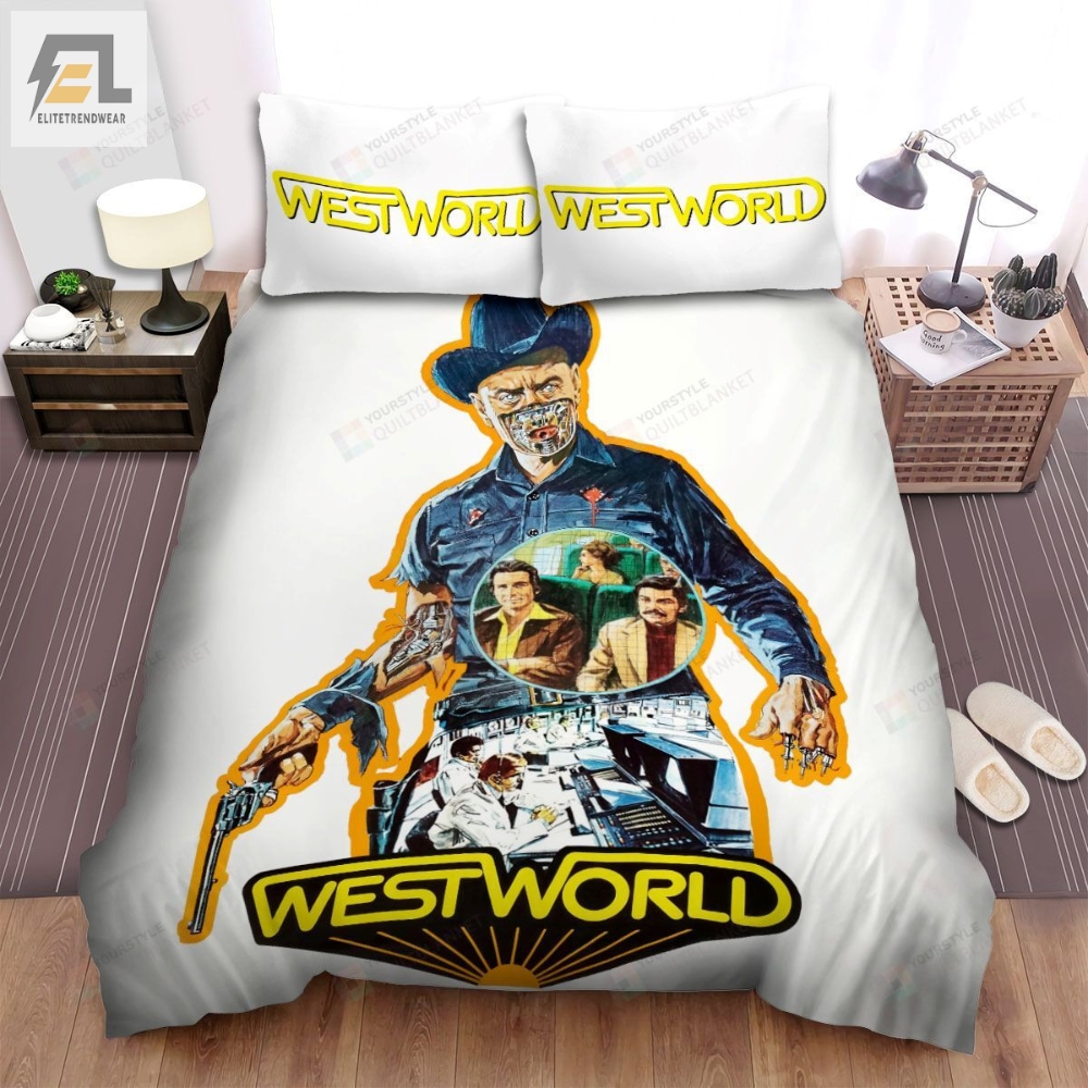 Westworld The Men With Gun And Scene Movie In The Center Movie Poster Bed Sheets Spread Comforter Duvet Cover Bedding Sets 