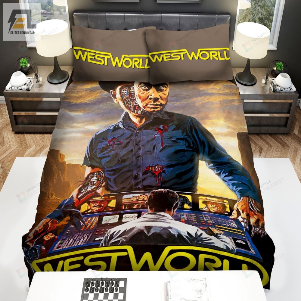 Westworld Art Of The Men With Fake Face Movie Poster Bed Sheets Spread Comforter Duvet Cover Bedding Sets 