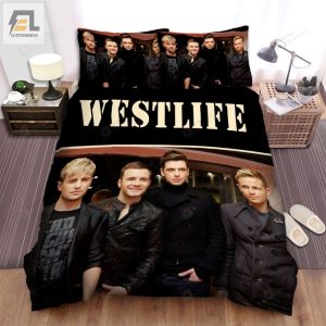 Westlife Posting Of The Band With Black Vest Bed Sheets Spread Comforter Duvet Cover Bedding Sets elitetrendwear 1 1