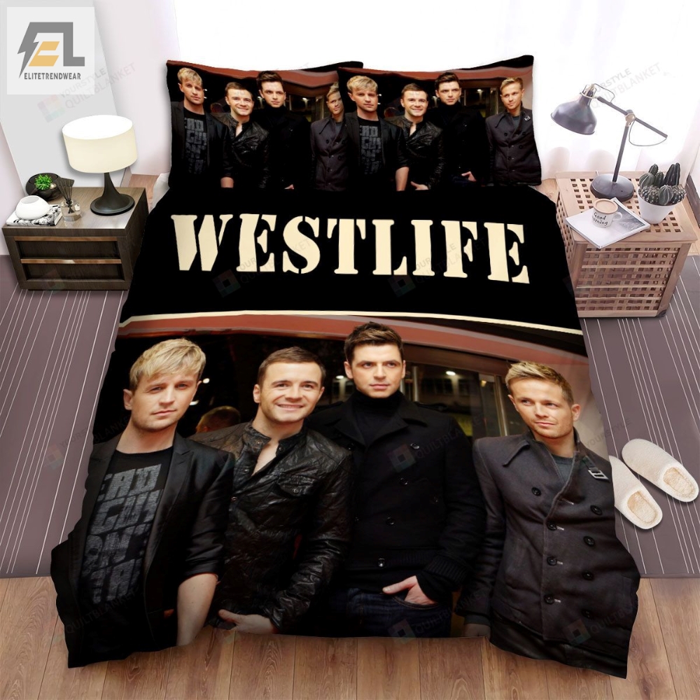 Westlife Posting Of The Band With Black Vest Bed Sheets Spread Comforter Duvet Cover Bedding Sets 