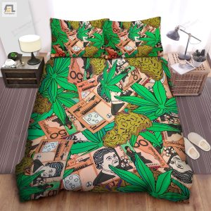 Weed Money Cartoon Pattern Bed Sheets Spread Duvet Cover Bedding Sets elitetrendwear 1 1