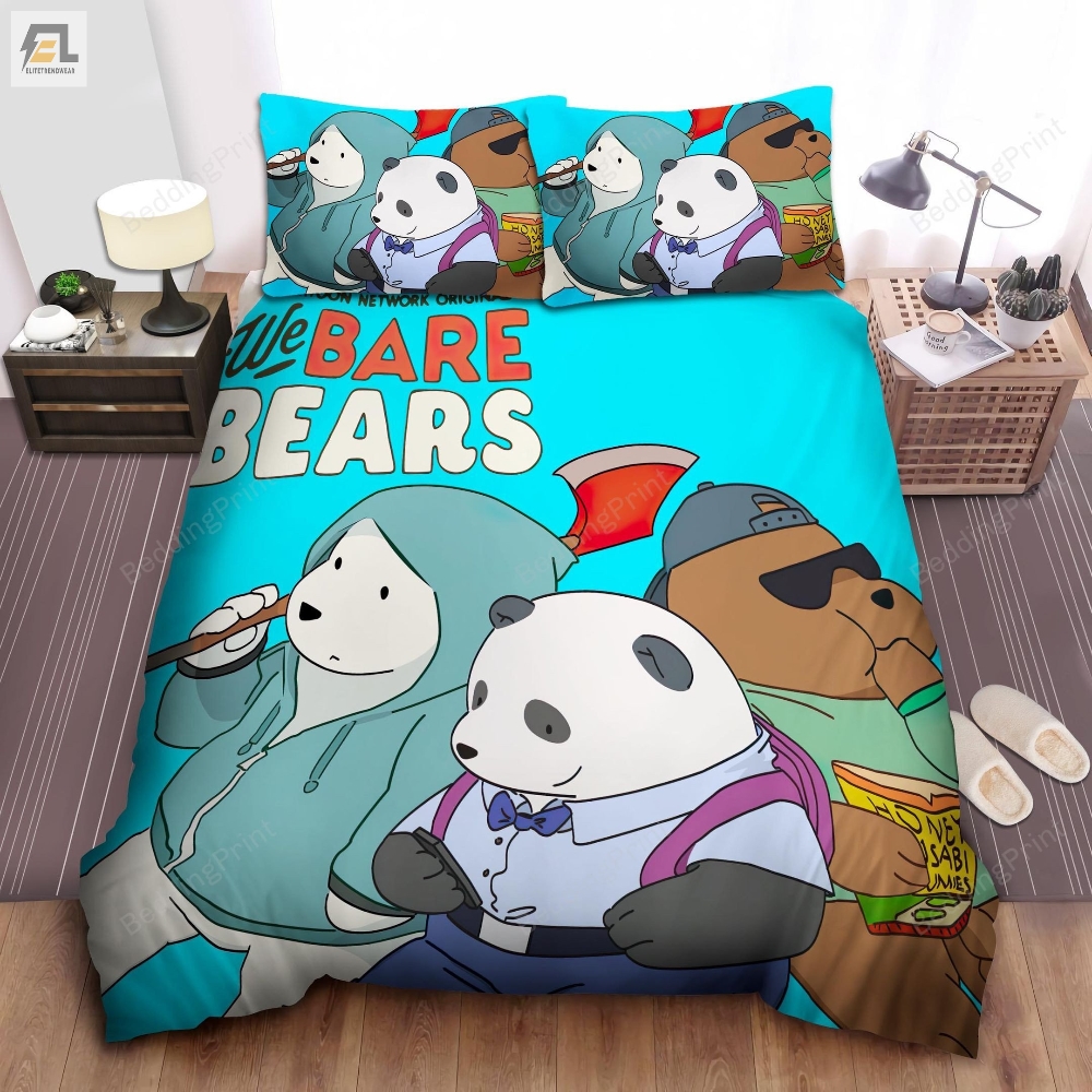 We Bare Bears In Casual Clothes Bed Sheets Duvet Cover Bedding Sets 
