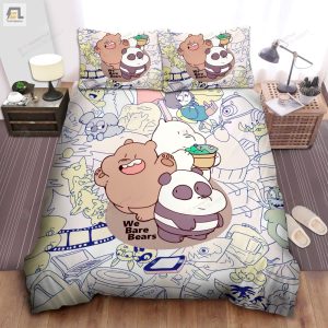 We Bare Bears Characters Drawing Bed Sheets Spread Comforter Duvet Cover Bedding Sets elitetrendwear 1 1