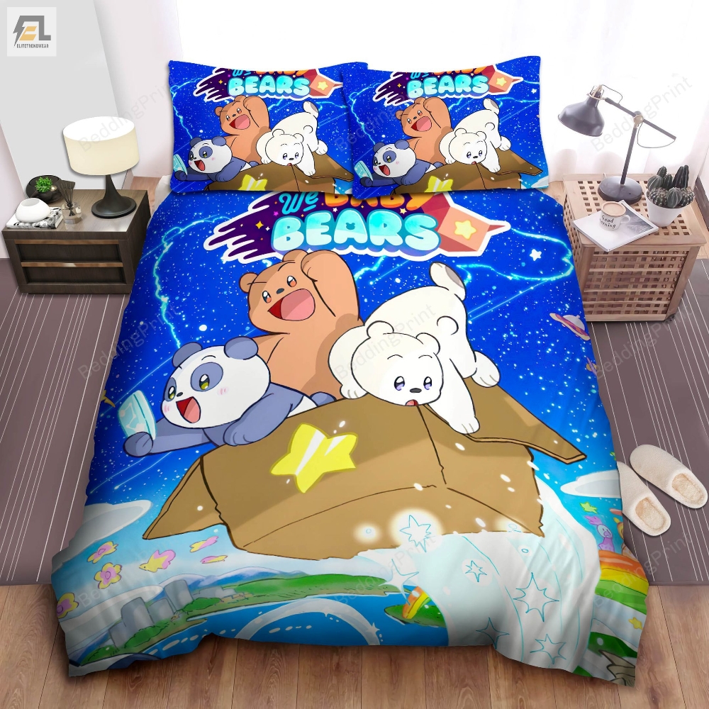 We Baby Bears Flying Adventure Bed Sheets Duvet Cover Bedding Sets 