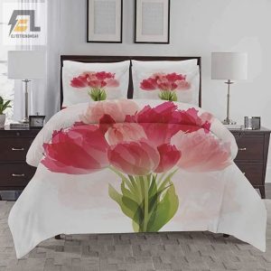 Watercolor Painting Bouquet Of Tulip Flowers Artistic Botanical Romantic Print Bed Sheets Duvet Cover Bedding Sets elitetrendwear 1 1