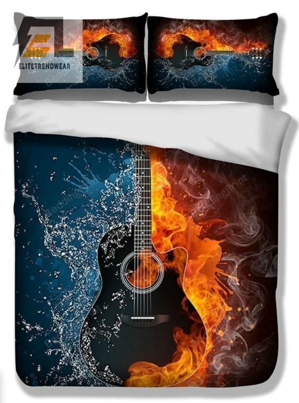 Water And Fire Guitar Bed Sheets Duvet Cover Bedding Set Great Gifts For Birthday Christmas Thanksgiving 