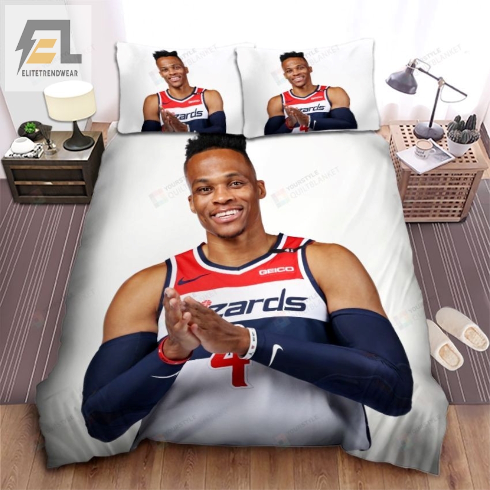 Washington Wizards Russell Westbrook Outside The Basketball Court Bed Sheet Spread Comforter Duvet Cover Bedding Sets 