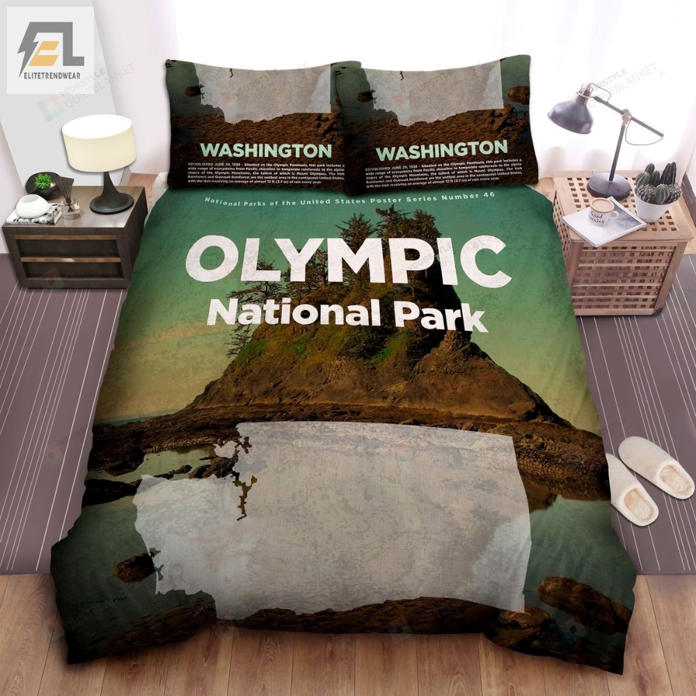 Washington Olympic National Park Poster Bed Sheets Spread Comforter Duvet Cover Bedding Sets 