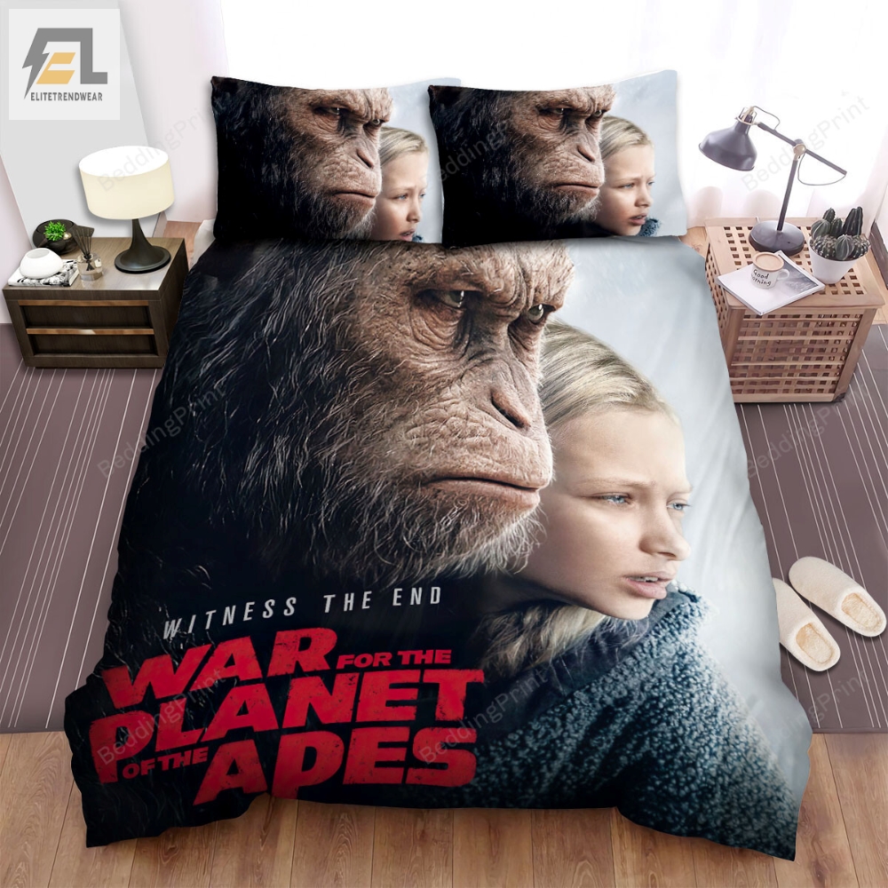 War For The Planet Of The Apes 2017 Witness The End Movie Poster Ver 1 Bed Sheets Duvet Cover Bedding Sets 