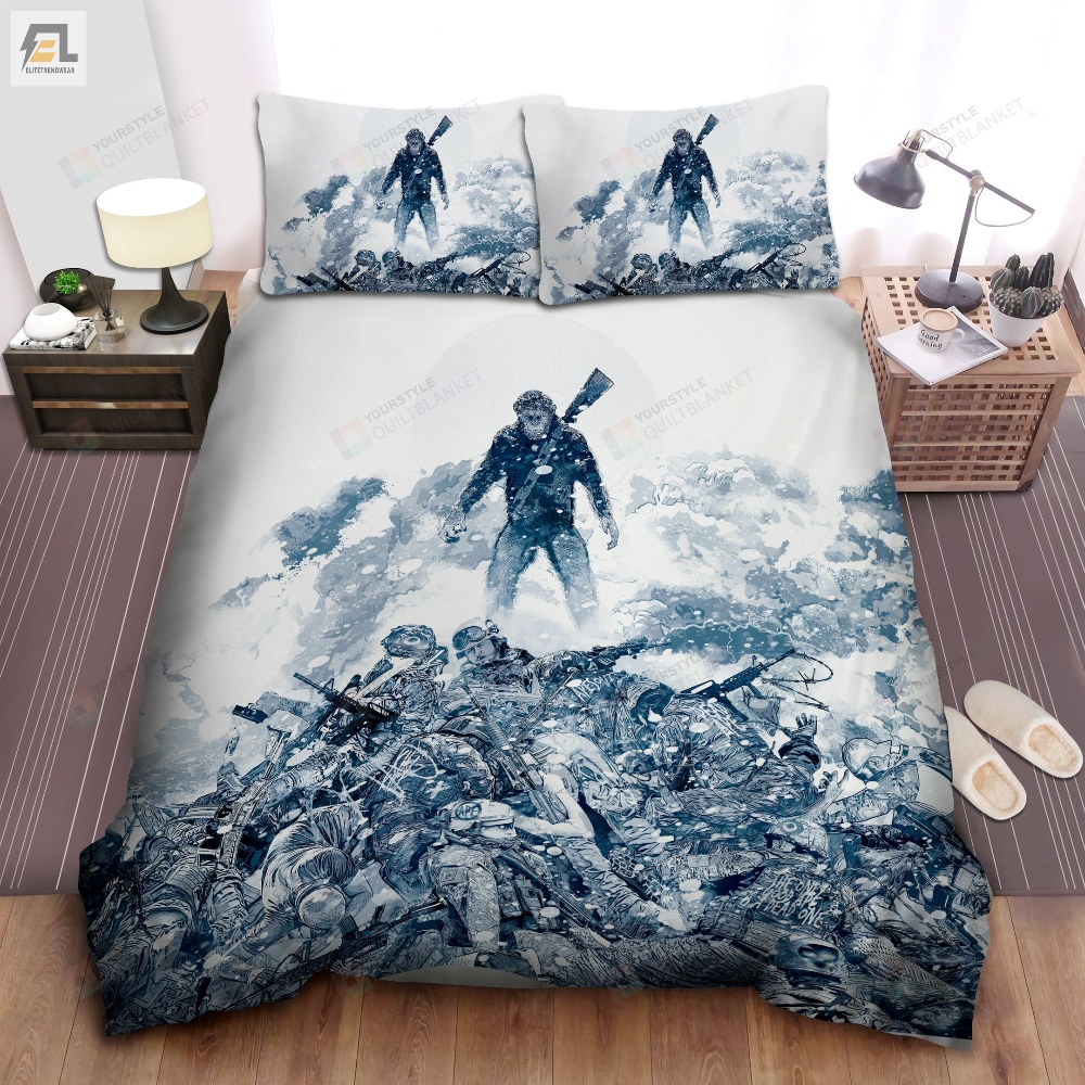 War For The Planet Of The Apes Comic Poster Bed Sheets Spread Comforter Duvet Cover Bedding Sets 