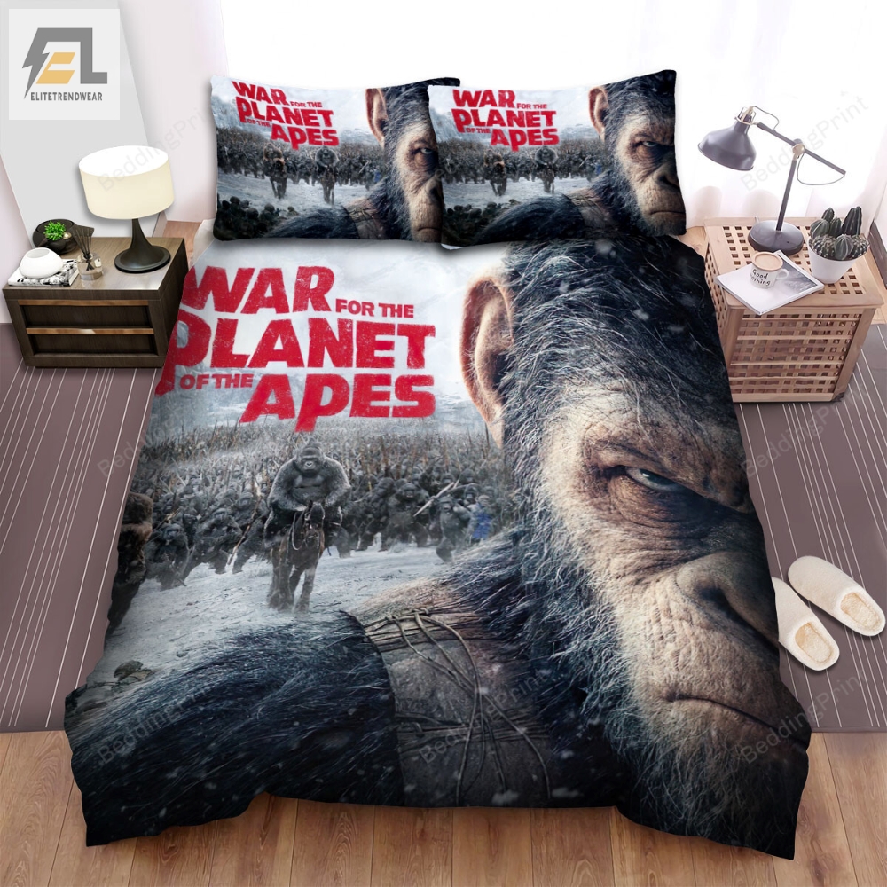 War For The Planet Of The Apes 2017 The Confrontation Of Two Enemies Movie Poster Bed Sheets Duvet Cover Bedding Sets 