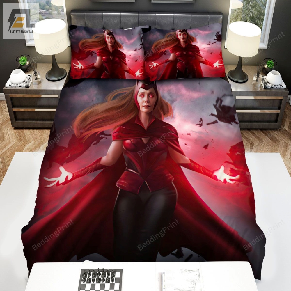 Wandavision Scarlet Witch With Flying Objects Bed Sheets Duvet Cover Bedding Sets 