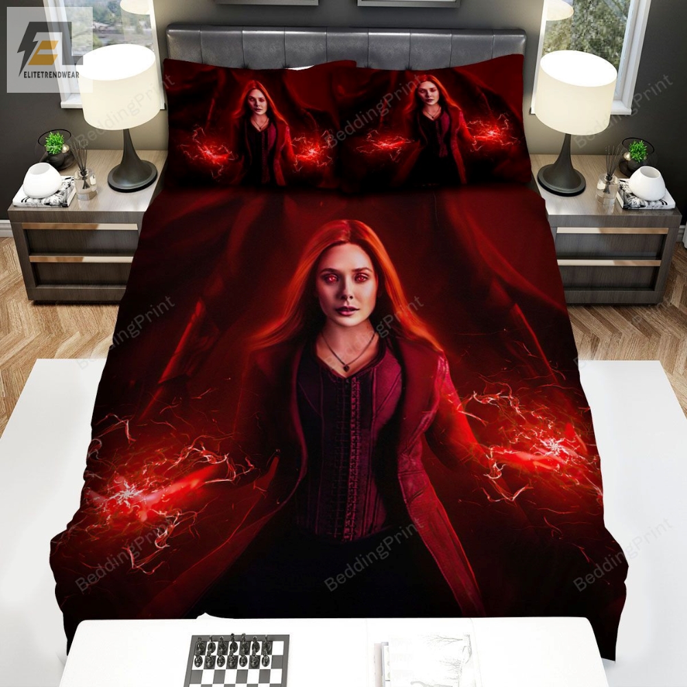 Wandavision Scarlet Witch Red Power Bed Sheets Duvet Cover Bedding Sets 