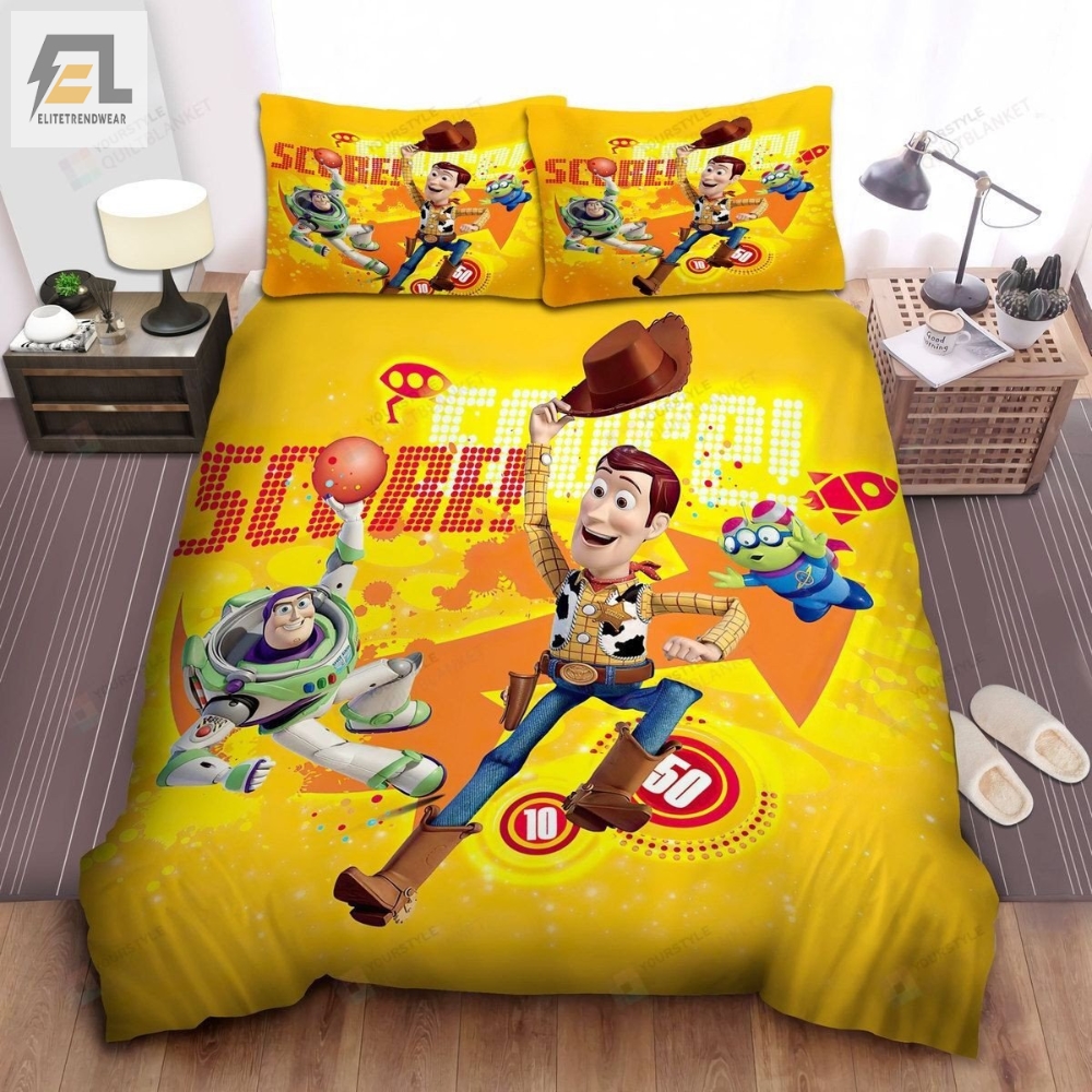 Walt Disney Toy Story Woody Buzz Lightyear  Alien Playing Arcade Bed Sheets Spread Comforter Duvet Cover Bedding Sets 