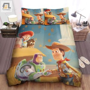 Walt Disney Toy Story Woody Buzz Lightyear Shaking Hands Painting Bed Sheets Spread Comforter Duvet Cover Bedding Sets elitetrendwear 1 1