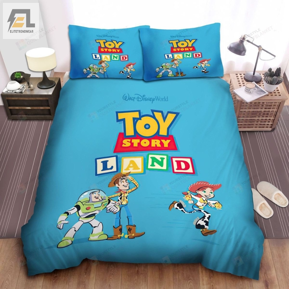 Walt Disney Toy Story Land On Blue Bed Sheets Spread Comforter Duvet Cover Bedding Sets 