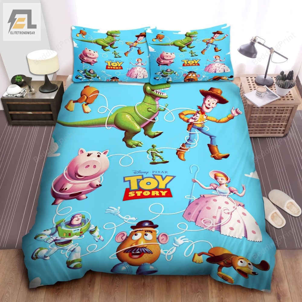 Walt Disney Toy Story Characters Tied Up By Slinky Dog Bed Sheets Duvet Cover Bedding Sets 