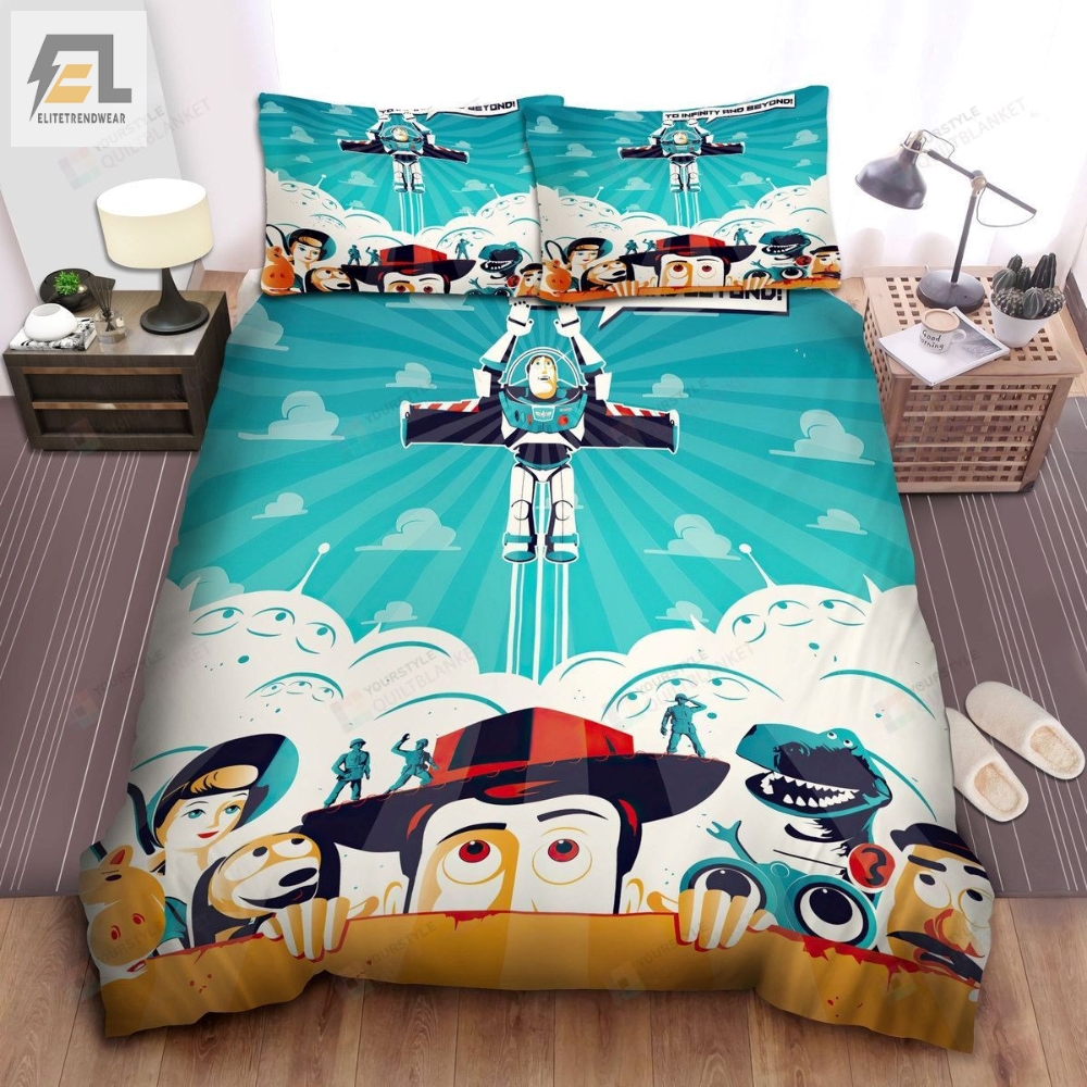 Walt Disney Toy Story Characters Looking At Buzz Lightyear Illustration Bed Sheets Spread Comforter Duvet Cover Bedding Sets 
