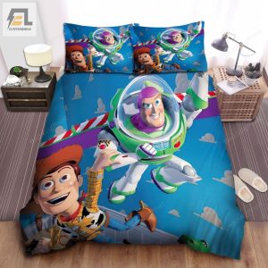 Walt Disney Toy Story Buzz Lightyear Woody Flying In Andyas Room Bed Sheets Duvet Cover Bedding Sets elitetrendwear 1 1