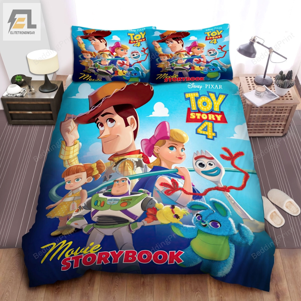 Walt Disney Toy Story 4 Movie Storybook Cover Bed Sheets Spread Duvet Cover Bedding Sets 