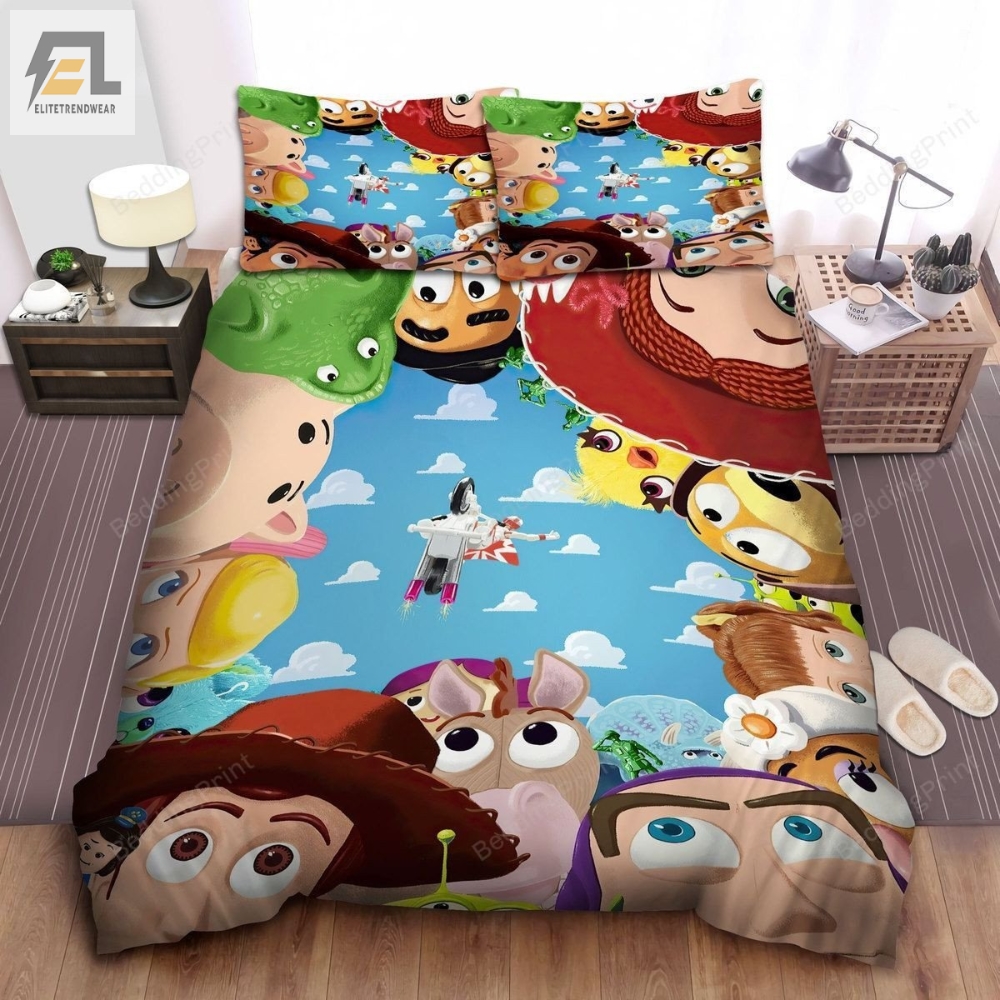 Walt Disney Toy Story 4 Characters In Funny Painting Bed Sheets Duvet Cover Bedding Sets 