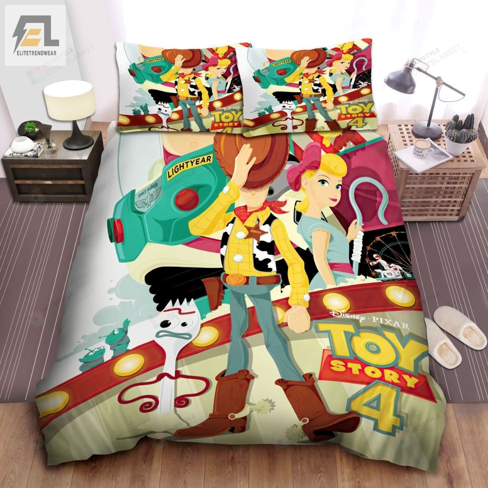 Walt Disney Toy Story 4 Characters Digital Painting Poster Bed Sheets Spread Comforter Duvet Cover Bedding Sets 