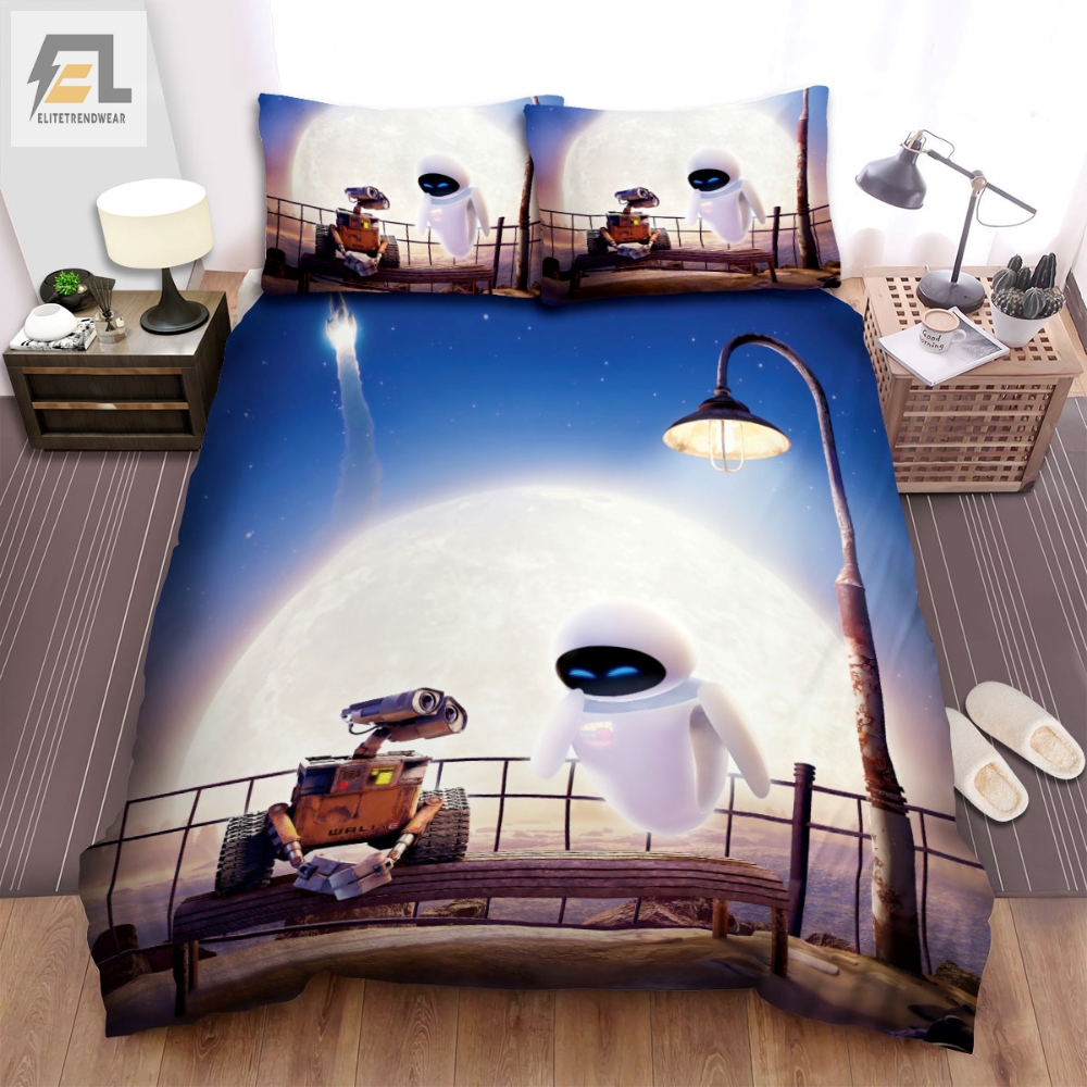 Wall.E Movie Moon Behind Photo Bed Sheets Spread Comforter Duvet Cover Bedding Sets 