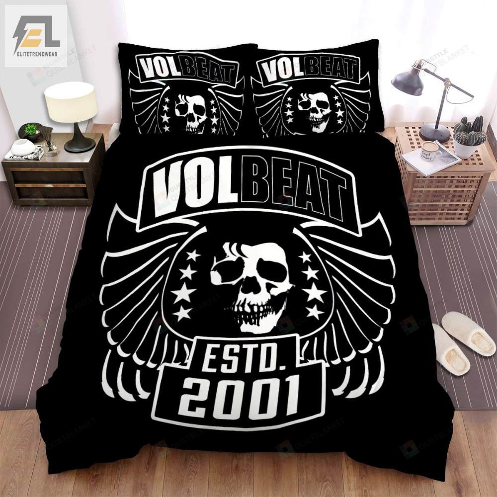 Volbeat Band Black And White Skull Art Bed Sheets Spread Comforter Duvet Cover Bedding Sets 