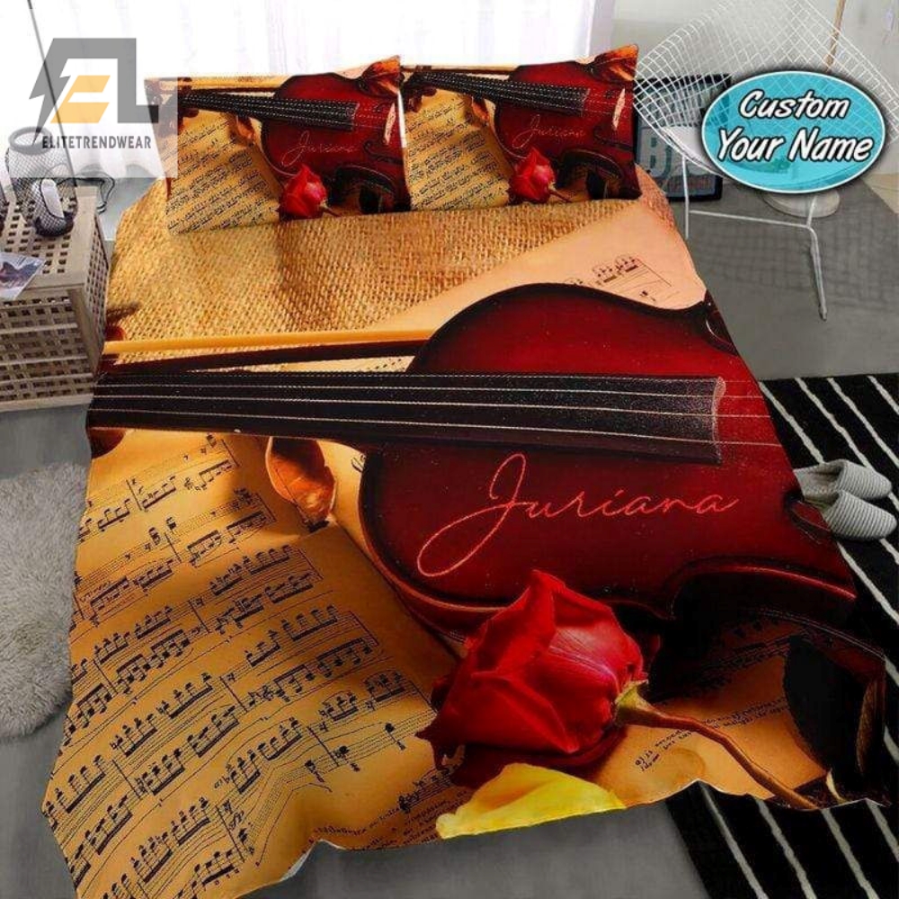 Violin Lover Music Sheet Vintage Personalized Custom Name Duvet Cover Bedding Set 