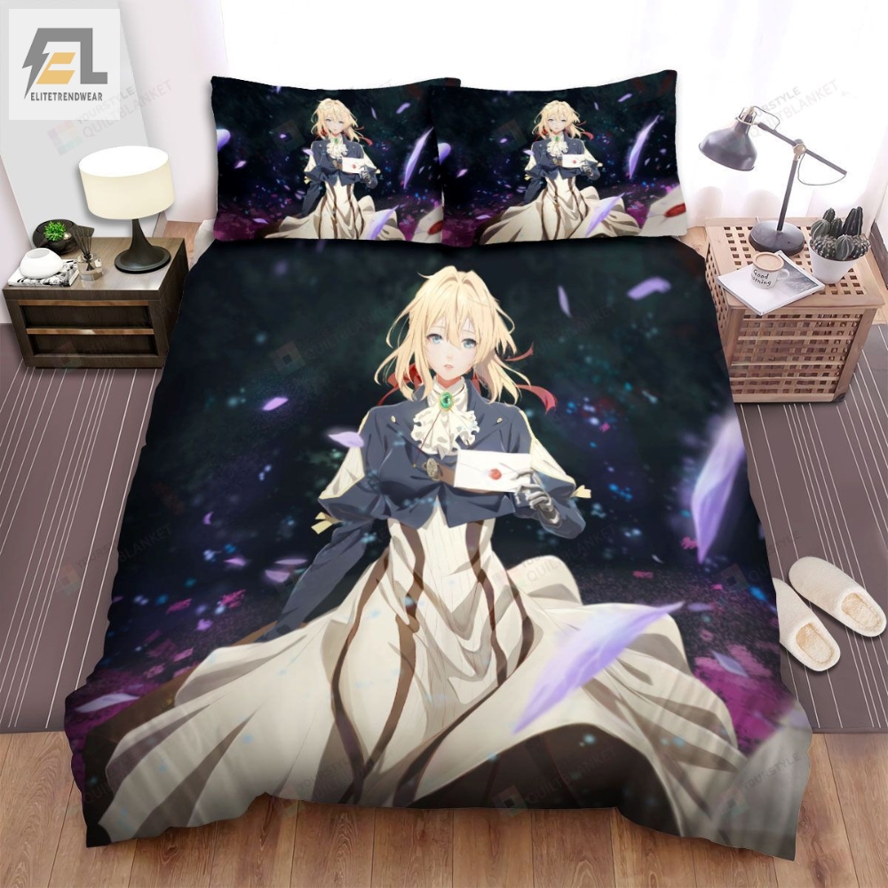 Violet Evergarden Character Violet With The Letters Art Bed Sheets Spread Comforter Duvet Cover Bedding Sets 