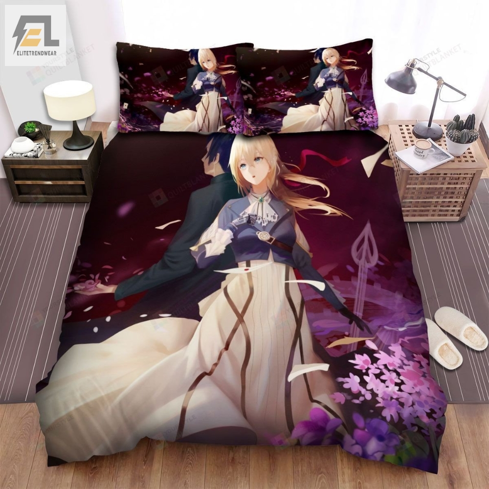Violet Evergarden Character Violet In The Flower Garden Bed Sheets Spread Comforter Duvet Cover Bedding Sets 