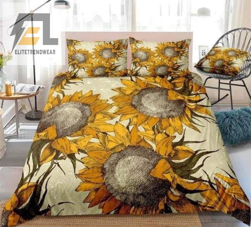 Vintage Sunflowers Bed Sheets Duvet Cover Bedding Sets 