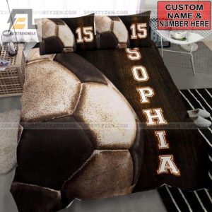 Vintage Soccer Ball Personalized Custom Name Duvet Cover Bedding Set elitetrendwear 1 1