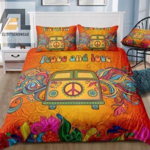 Vintage Peace And Love Bus Bed Sheets Duvet Cover Bedding Sets elitetrendwear 1 1